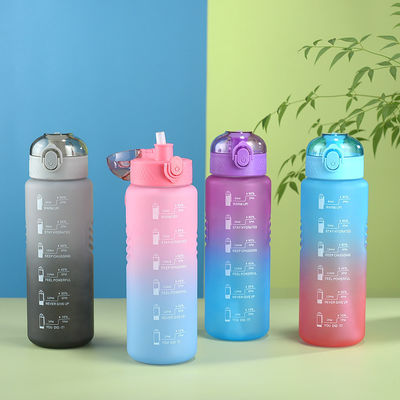 32 oz 1000 ml motivatieve sport waterfles met stroom Flip top lekvrije deksel draagbaar