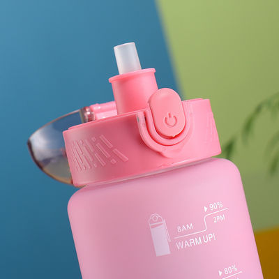 Voorbeeld Bied 1L Plastic BPA Free Sport Gym Waterfles met tijdmarker en stro