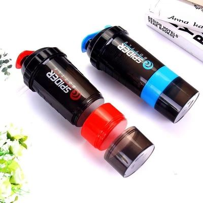 Custom logo 2 lagen fitness proteïne shaker fles met pil organisator en opslag 16oz