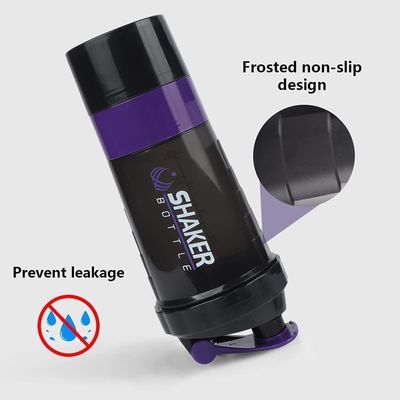 Custom logo 2 lagen fitness proteïne shaker fles met pil organisator en opslag 16oz