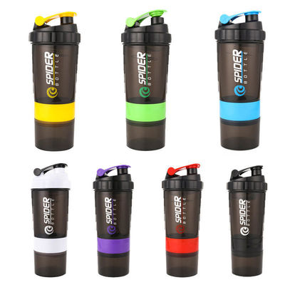Custom logo 2 lagen fitness proteïne shaker fles met pil organisator en opslag 16oz