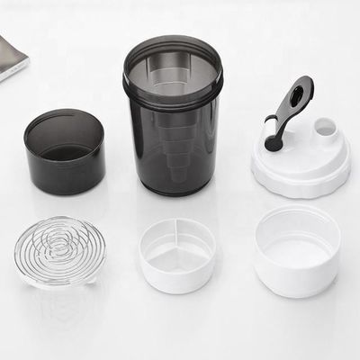 500 ml Drielagen Plastic Gym Fitness Protein Shaker Waterfles voor Outdoor Sports
