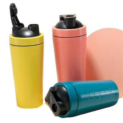 Gym Single Wall 18/8 Metal Protein Shaker Flasje met deksel en mengbal inbegrepen