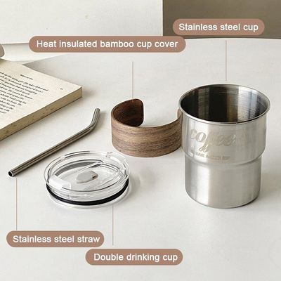 Roestvrij staal thee-koffiekop met op maat gedrukt logo en anti-brandende mouwen