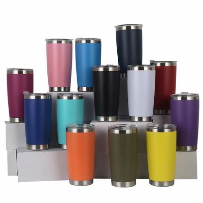 20oz dubbelwand vacuüm geïsoleerde auto tumbler Custom logo poeder bedekte reis koffiebeker
