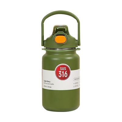 Thermische mok voor thee en dranken 1300 ml Draagbare waterfles van roestvrij staal Grijs logo