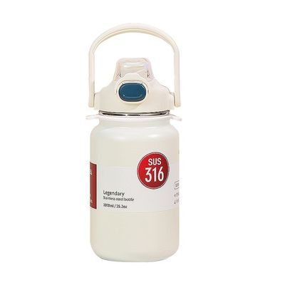Thermische mok voor thee en dranken 1300 ml Draagbare waterfles van roestvrij staal Grijs logo