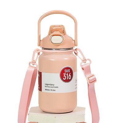 Thermische mok voor thee en dranken 1300 ml Draagbare waterfles van roestvrij staal Grijs logo