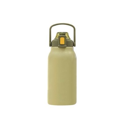 1300 ml draagbare vlekkeloze waterfles van roestvrij staal met breed mondend stroofdeksel en aangepast logo