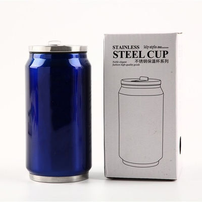 Flip Straw Deksel Dubbele Wand Roestvrij Staal Cola Kan Vacuüm Thermos Fles 12oz/17oz