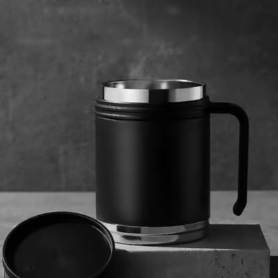 Alle seizoenen dubbelwand roestvrij staal koffiemok met draagbaar handvat