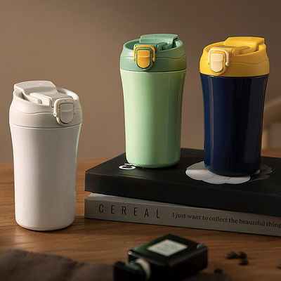 15oz vacuüm kantoor waterfles Dubbele wand geïsoleerde reis koffiebeker met siliconen deksel