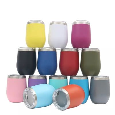Dubbelwandige roestvrijstalen mok in de vorm van een ei met deksel voor een capaciteit van 240 ml/350 ml