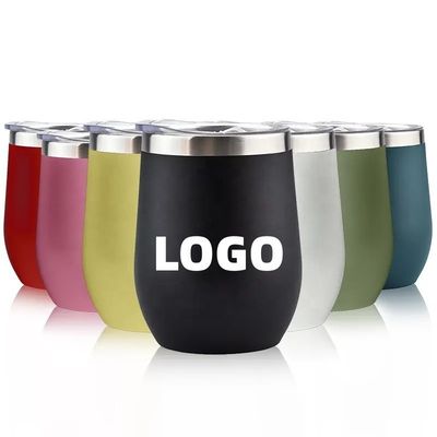 Campinggelegenheid 12oz roestvrij staal geïsoleerde ei-vormige mok met PP Food Grade deksel