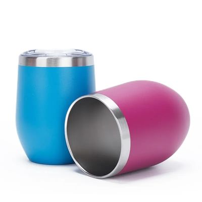 Campinggelegenheid 12oz roestvrij staal geïsoleerde ei-vormige mok met PP Food Grade deksel