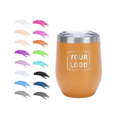 12oz Dubbelwand roestvrij staal Reis koffiebeker Geïsoleerd Vacuüm Ei Vorm Beetjes Wijn Tumbler