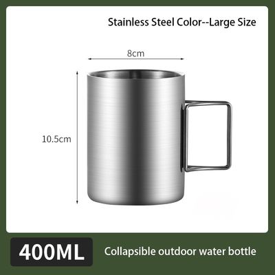 OEM roestvrij staal Direct Supply Double Wall Mug Camping Mug met opvouwbaar handvat
