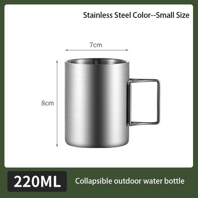 OEM roestvrij staal Direct Supply Double Wall Mug Camping Mug met opvouwbaar handvat