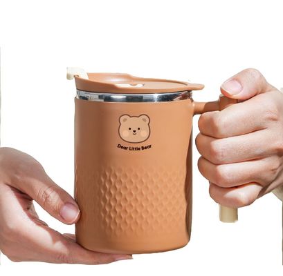 HANDGRAP roestvrij staal koffiebeker schattig isolatie waterbeker mok met beer sticker