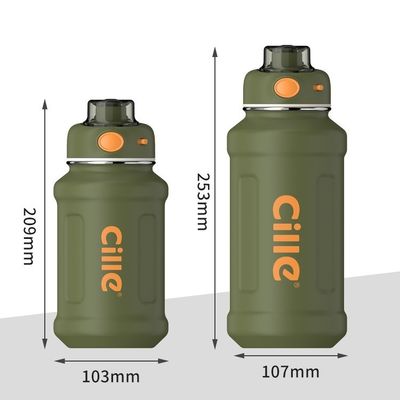 620 ml / 950 ml capaciteit Matte Man Bike Geïsoleerde waterfles met gebogen roestvrijstalen deksel