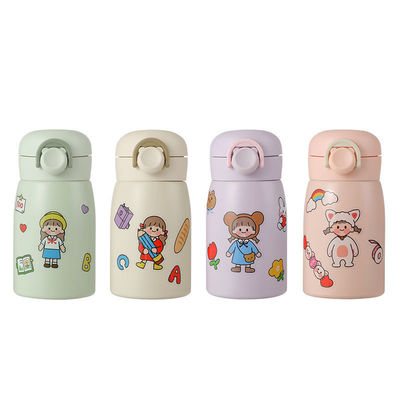 Cartoon Design 350 ml roestvrij staal Dubbel Kinderen Love Baby Thermos Hou Drink Warm koud