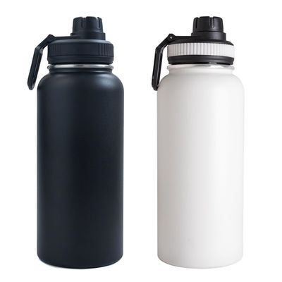 32oz Dubbele wand roestvrij staal fles sportfles met handvat deksel vacuüm waterfles