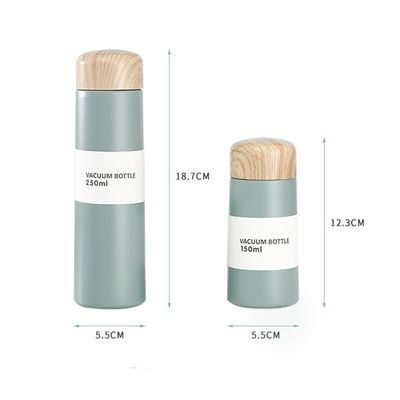Op maat gemaakte 304 roestvrij staal vacuüm thermos Bpa gratis waterfles voor kinderen met houten deksel
