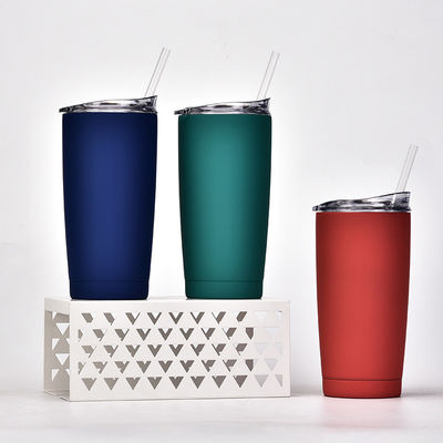 CLASSIC Design Style Vacuüm Tumbler Roestvrij staal waterfles met plastic stro