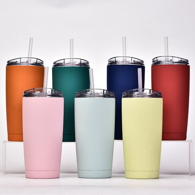 CLASSIC Design Style Vacuüm Tumbler Roestvrij staal waterfles met plastic stro