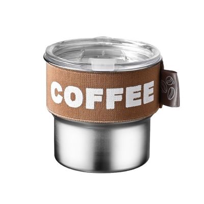 Hoog uitziende 304 roestvrij staal koffiekop met deksel draagbaar en compact