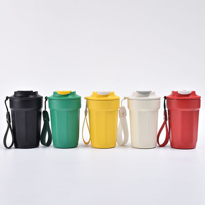 Custom koffiebeker Gele roestvrijstalen reis tumbler met deksel en vacuümisolatie