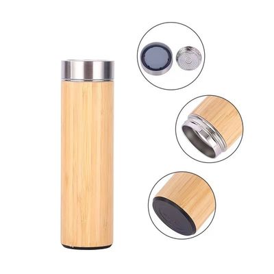 Productie Vacuümflasjes 450 ml Capaciteit Geïsoleerde waterfles met bamboe deksel