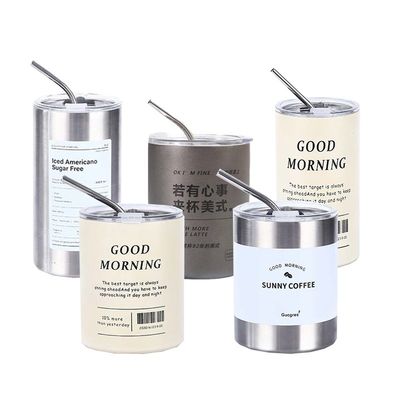 Contemporary Design Stainless Steel Skinny Tumbler 320ML/600ML met deksel en stro