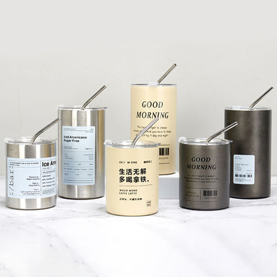 Contemporary Design Stainless Steel Skinny Tumbler 320ML/600ML met deksel en stro