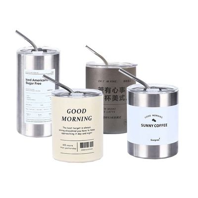 320 ml/600 ml dubbelwand vacuüm geïsoleerde roestvrijstalen pot met stro koffiebeker
