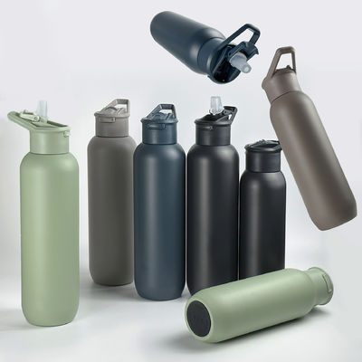 Veiligheid 32 oz / 1000 ml Dubbele wand vacuüm geïsoleerde roestvrijstalen waterfles met stro deksel