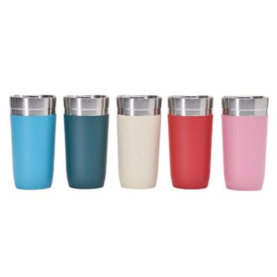 16oz dubbelwand roestvrij staal vacuüm geïsoleerde reis mok Tumbler koffiebeker met plastic deksel
