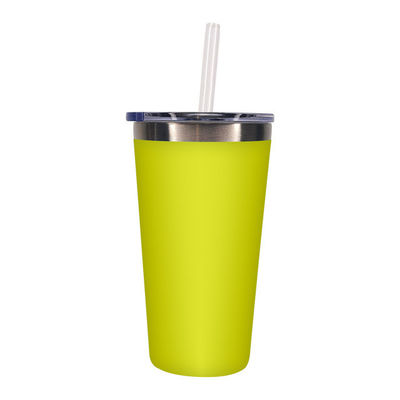 PP Food Grade Deksel Business Tumbler 550ml roestvrij staal Autodrankfles met stro