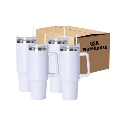 Custom logo 40oz witte sublimatie roestvrij staal vacuümfles met stro ijs tumbler