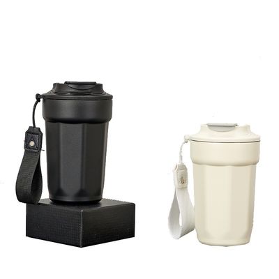 Roestvrij staal vacuümgeïsoleerde koffiebeker 420 ml achthoekige diamantbeker met handgreep