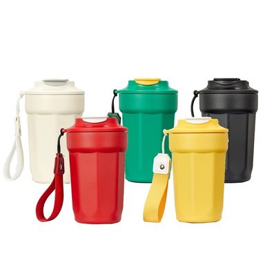 Vacuümgeïsoleerde 304 roestvrij staal koffiebeker 420 ml achthoekige diamantvormige met handgreep