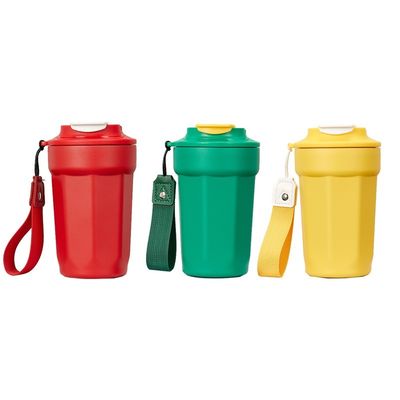 Vacuümgeïsoleerde 304 roestvrij staal koffiebeker 420 ml achthoekige diamantvormige met handgreep