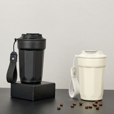 Vacuümgeïsoleerde 304 roestvrij staal koffiebeker 420 ml achthoekige diamantvormige met handgreep