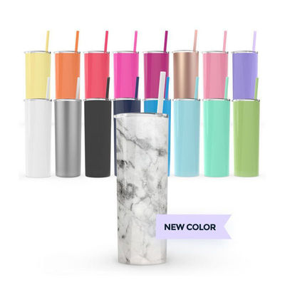 20oz 30oz rechte dunne sublimatie tumbler met schroef op het deksel en stro mok voor kamperen