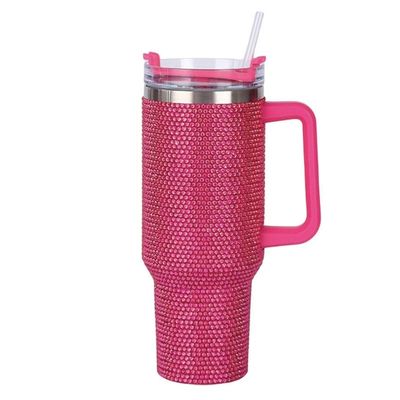 40oz Rhinestone Studded Tumbler Cup met Handvat en Straw Double Walled Construction