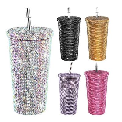 Stocked 500ml roestvrij staal vacuüm geïsoleerde koffie tumbler met deksel stro en stro