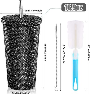 Stocked 500ml roestvrij staal vacuüm geïsoleerde koffie tumbler met deksel stro en stro