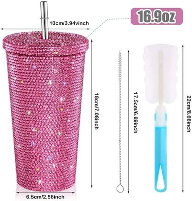Stocked 500ml roestvrij staal vacuüm geïsoleerde koffie tumbler met deksel stro en stro