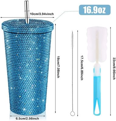 Stocked 500ml roestvrij staal vacuüm geïsoleerde koffie tumbler met deksel stro en stro
