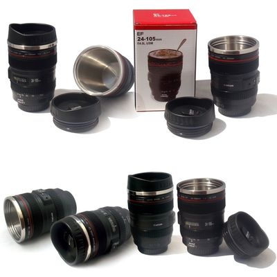 253.4g dubbele wand roestvrij staal camera lens koffiebeker voor fotografen